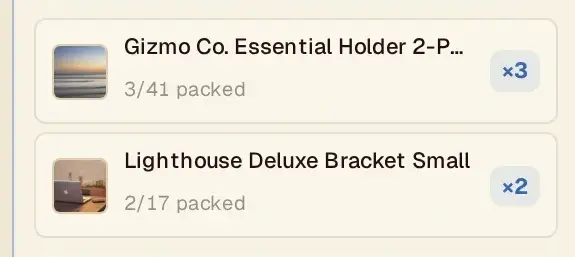 Scanned items with packed quantities in Market Monster